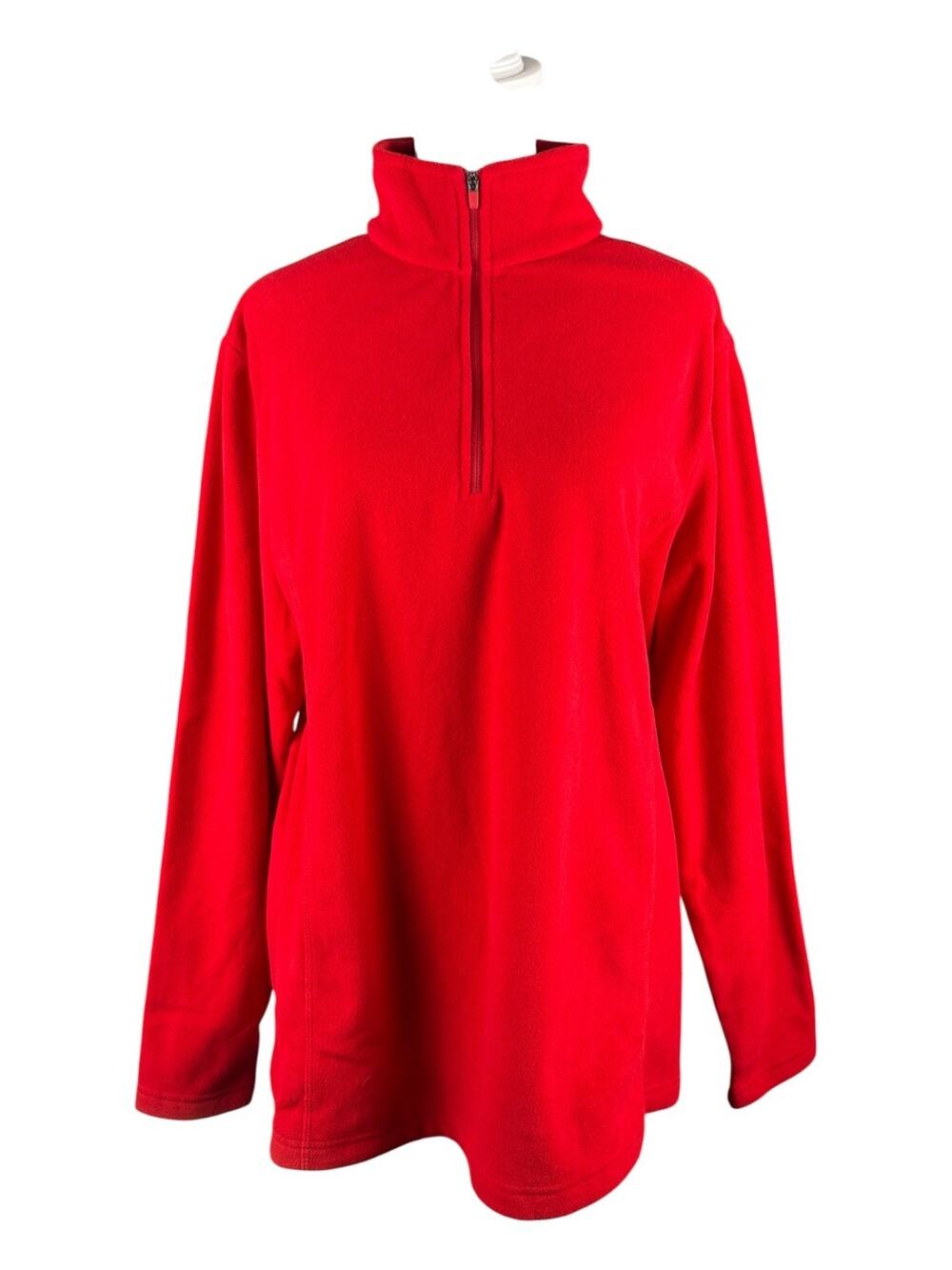 Lands End Women's L 14-16 1/4 Zip Lightweight Fleece Pullover Red Mock Neck